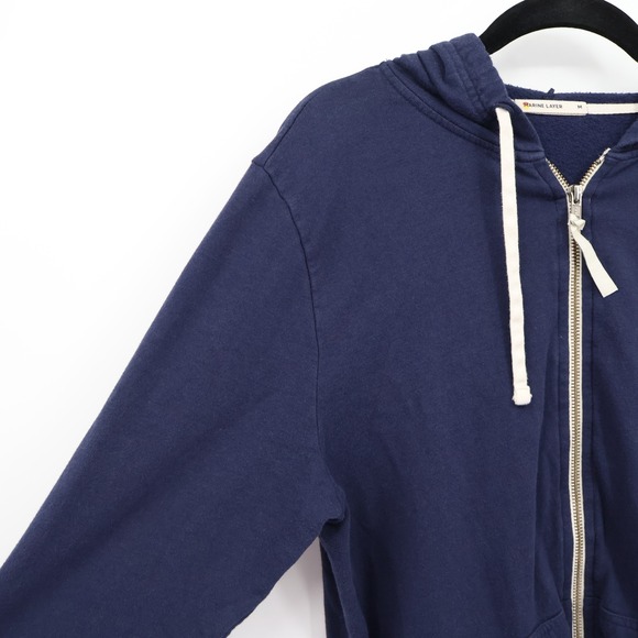 Marine Layer Afternoon Hoodie Mens M Navy Full Zip Classic Staple Casual Weekend - Picture 6 of 16